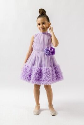 Wholesale Girls Ruffled Dress 2-5Y Wecan 1022-23081 Лиловый 