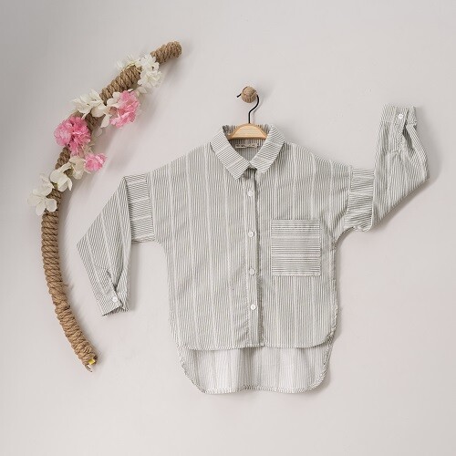 Wholesale Girls Striped Shirt 7-10Y Büşra Bebe 1016-23158 - 1