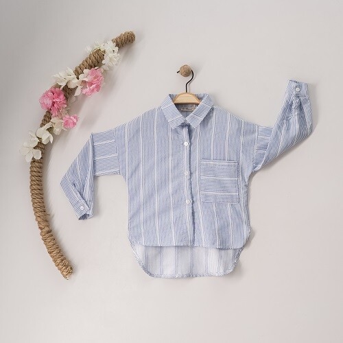 Wholesale Girls Striped Shirt 7-10Y Büşra Bebe 1016-23158 - 2