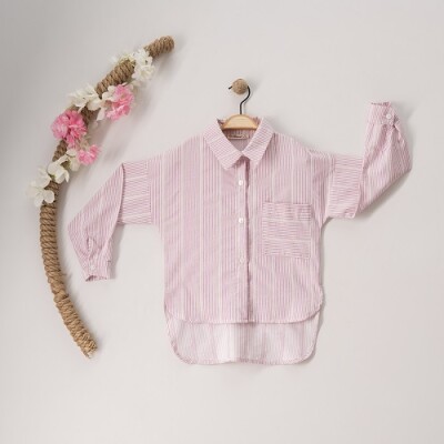 Wholesale Girls Striped Shirt 7-10Y Büşra Bebe 1016-23158 Розовый 