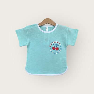 Wholesale Girls T-shirt 1-4Y Algiy Mini 2047-3511 Мятно-зеленый