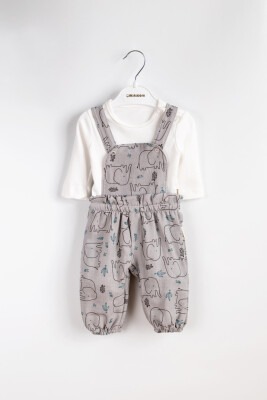 Wholesale Unisex Baby 2-Piece Jumpsuit and T-Shirt Set 3-12M Minicorn 2018-2336 Серый 