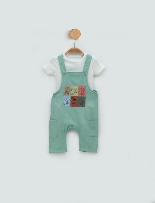 Wholesale Unisex Baby 2-Piece Overalls and T-Shirt Set 3-12M Minicorn 2018-2353 Зелёный 