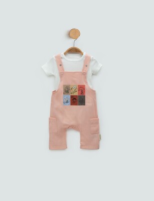 Wholesale Unisex Baby 2-Piece Overalls and T-Shirt Set 3-12M Minicorn 2018-2353 Лососевый цвет