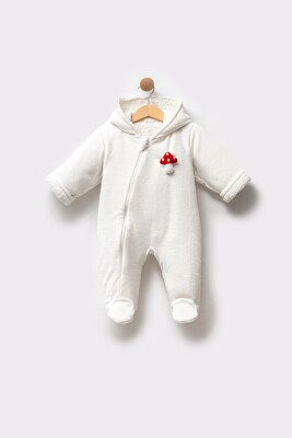 Wholesale Unisex Baby Cosmonaut Jumpsuit with Cork Accessories 3-12M Minicorn 2018-2351 Экрю