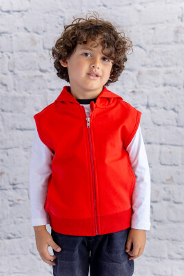 Wholesale Unisex Kids Basic Hooded Vest 1-12Y Zeyland 1070-252Z3YZD23 Красный