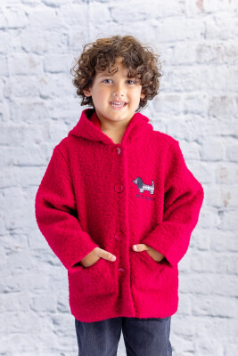 Wholesale Unisex Kids Dog Embroidered Plush Coat 5-8Y Mininio 2062-252M3KOP25 - Mininio