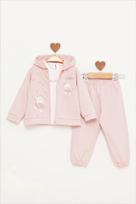 MİNİK TAVŞAN NAKIŞLI EŞOFMAN TAKIM BabyRose 9-24 M 1002-7810 Pudra