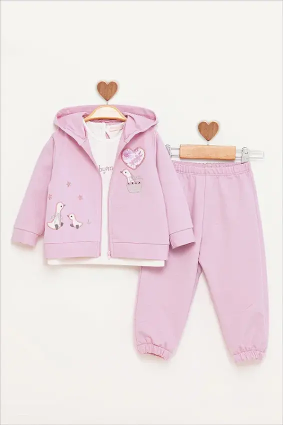 Sevimli Ördek Nakışlı Eşofman Takım 9-24M BabyRose 1002-7812 - 3