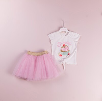 Toptan 2'li Kız Çocuk Etek ve Tişört Takım 1-4Y BabyRose 1002-4145 - 3