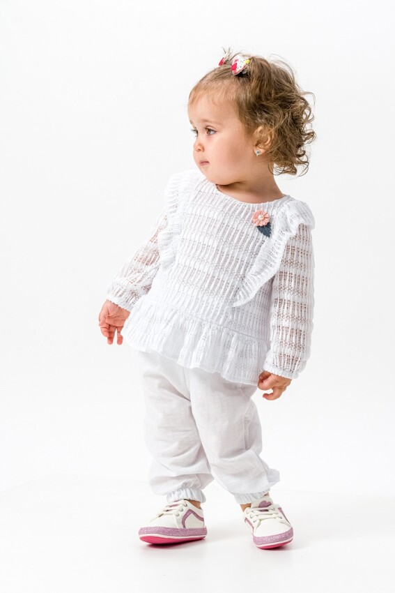 Toptan Bebek 2'li Bluz ve Pantolon Takım 6-18M Wecan 1022-23205 - 1