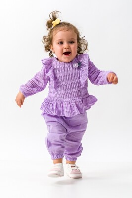 Toptan Bebek 2'li Bluz ve Pantolon Takım 6-18M Wecan 1022-23205 - 3