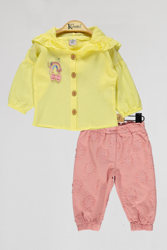 Toptan Bebek 2'li Gömlek ve Pantolon Takım 6-18M Kumru Bebe 1075-4046 - 1