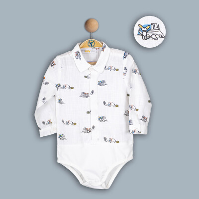 Toptan Bebek Gömlek 6-24M Timo 1018-TE4DT042243141 Nar Çiçeği