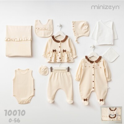 Toptan Kız Bebek 10'lu Zıbın Takım Kutulu 0-3M Minizeyn 2014-10010 - Minizeyn