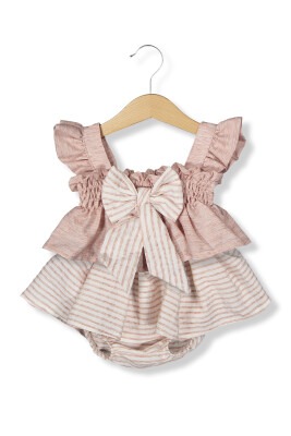 Toptan Kız Bebek Fiyonklu Tulum 0-24M Boncuk Bebe 1006-6115 - 3