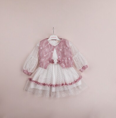 Toptan Kız Çocuk 2'li Tüllü Elbise ve Bolero Takım 1-4Y BabyRose 1002-4081 - 2