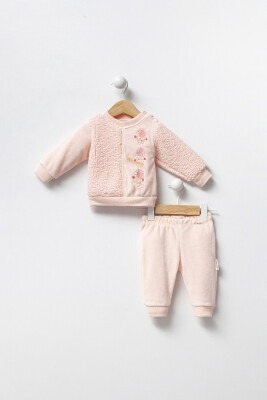 Toptan Unisex Bebek 2'li Eşofman Takımı 3-12M Minicorn 2018-2344 Pembe