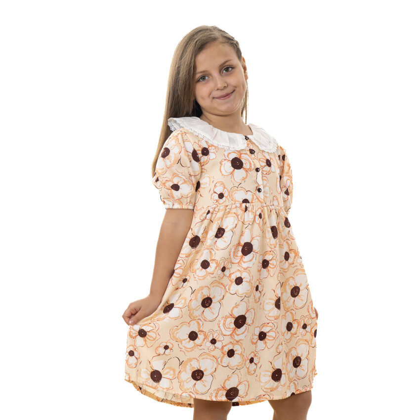 White Collared Floral Dress 6-9Y Timo 1018-TK5DÜ042255103 - 3