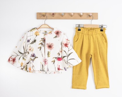 Wholesale 2-Piece Girls Blouse and Pants Set 3-7Y Moda Mira 1080-7102 Honey foam