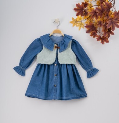 Wholesale 2-Piece Girls Dress with Bolero 3-6Y Büşra Bebe 1016-22274 Мятно-зеленый