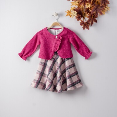 Wholesale 2-Piece Girls Dress with Vest 3-6Y Büşra Bebe 1016-22217 - Büşra Bebe