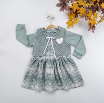 Wholesale 2-Piece Girls Dress with Vest 3-6Y Büşra Bebe 1016-22270 Зелёный 