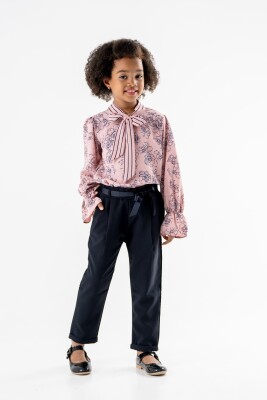 Wholesale 2-Piece Girls Flower Patterned Blouse and Pants Set 8-12Y Moda Mira 1080-7117 - Moda Mira