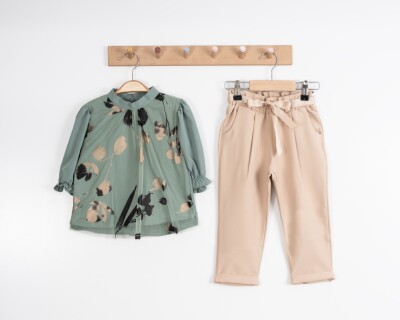 Wholesale 2-Piece Girls Set 3-7Y Moda Mira 1080-7036 Khaki