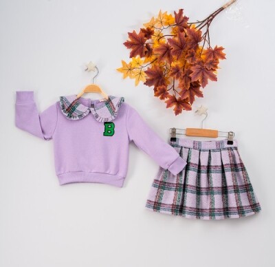 Wholesale 2-Piece Girls Set with Blouse and Skirt 3-6Y Busra Bebe 1016-22238 - 2