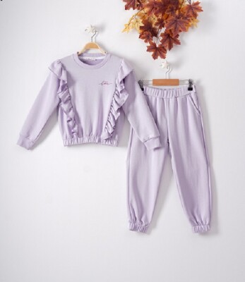 Wholesale 2-Piece Girls Tracksuit Set with Ruffled 7-10Y Busra Bebe 1016-22221 - Büşra Bebe