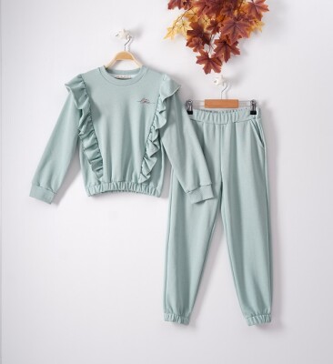 Wholesale 2-Piece Girls Tracksuit Set with Ruffled 7-10Y Busra Bebe 1016-22221 - 2