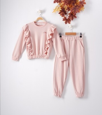 Wholesale 2-Piece Girls Tracksuit Set with Ruffled 7-10Y Busra Bebe 1016-22221 - 3