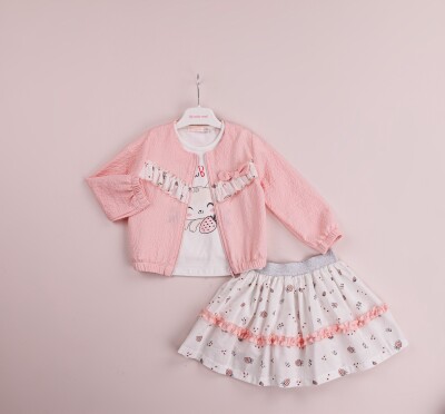 Wholesale 3-Piece Girls Skirt Set with T-Shirt and Jacket 1-4Y BabyRose 1002-4065 - Babyrose (1)