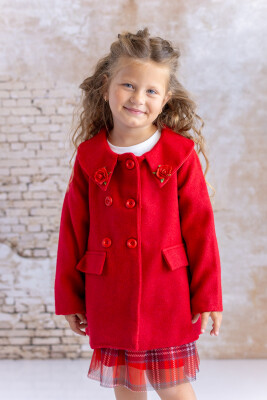 Wholesale Baby Girl Rose Detailed Cashmere Coat 9-48M Mininio 2062-252M2KSE22 - Mininio