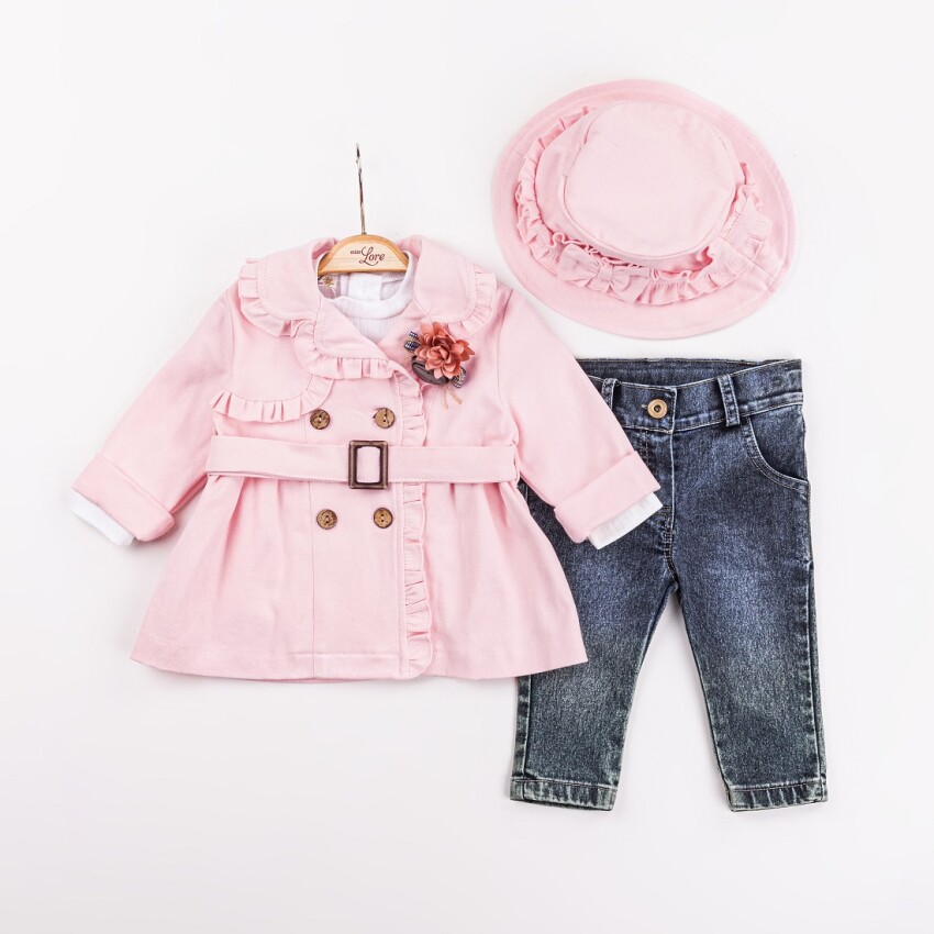 Wholesale Baby Girls 4-Piece Jacket, T-Shirt, Hat and Pants Set 9-24M Miss Lore 1055-5618 - 2