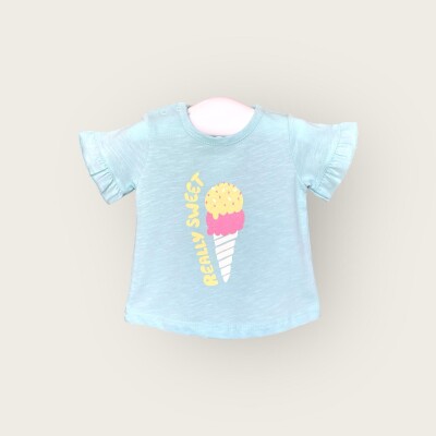 Wholesale Baby Girls T-shirt 6-18M Algiy Mini 2047-3502 Water green