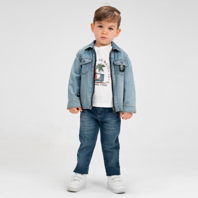 Wholesale Boy 3 Pieces Shirt Trousers T-shirt Set Suit 5-8Y Cool Exclusive 2036-22623 - Cool Exclusive