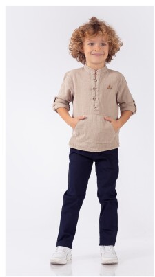 Wholesale Boys 2-Piece Shirt and Pants Set 1-4Y Lemon 1015-9700 - 1