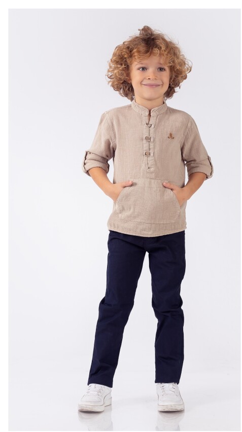 Wholesale Boys 2-Piece Shirt and Pants Set 1-4Y Lemon 1015-9700 - 1