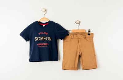 Wholesale Boys 2-Pieces T-shirt and Short Set 1-4Y Cool Exclusive 2036-23400 Navy 