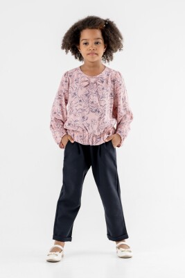 Wholesale Girls 2-Piece Patterned Blouse and Pants 3-7Y Moda Mira 1080-7028 - Moda Mira