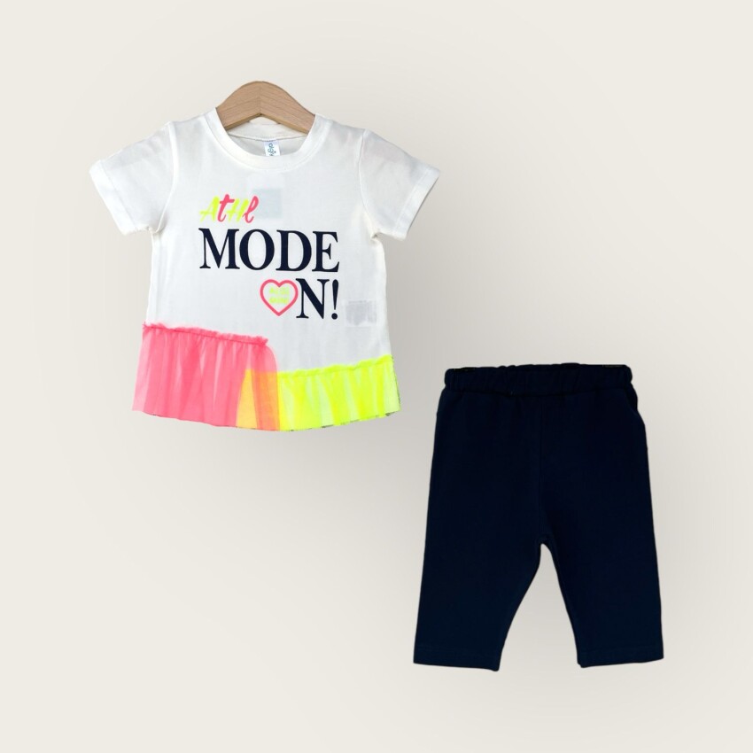 Wholesale Girls 2-Piece T-Shirt and Capri Set 1-4Y Algiy Mini 2047-3510TK - 3