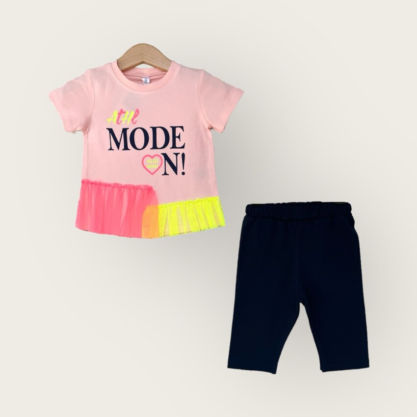 Wholesale Girls 2-Piece T-Shirt and Capri Set 1-4Y Algiy Mini 2047-3510TK - 4