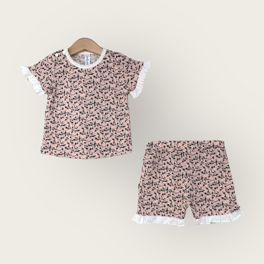 Wholesale Girls 2-Piece T-Shirt and Shorts Set 1-4Y Algiy Mini 2047-2823 - 2