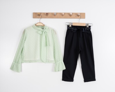 Wholesale Girls 3-Piece Blouse, T-Shirt and Pants Set 3-7Y Moda Mira 1080-7019 Mint Green 