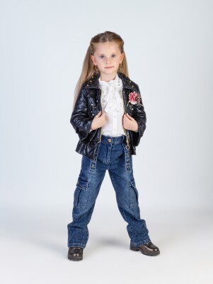 Wholesale Girl's 3-Piece Jacket Shirt Jeans Pants and Bag Set 2-6Y Miss Lore 1055-5712 - Miss Lore