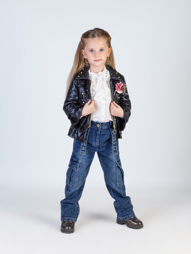 Wholesale Girl's 3-Piece Jacket Shirt Jeans Pants and Bag Set 2-6Y Miss Lore 1055-5712 - 2