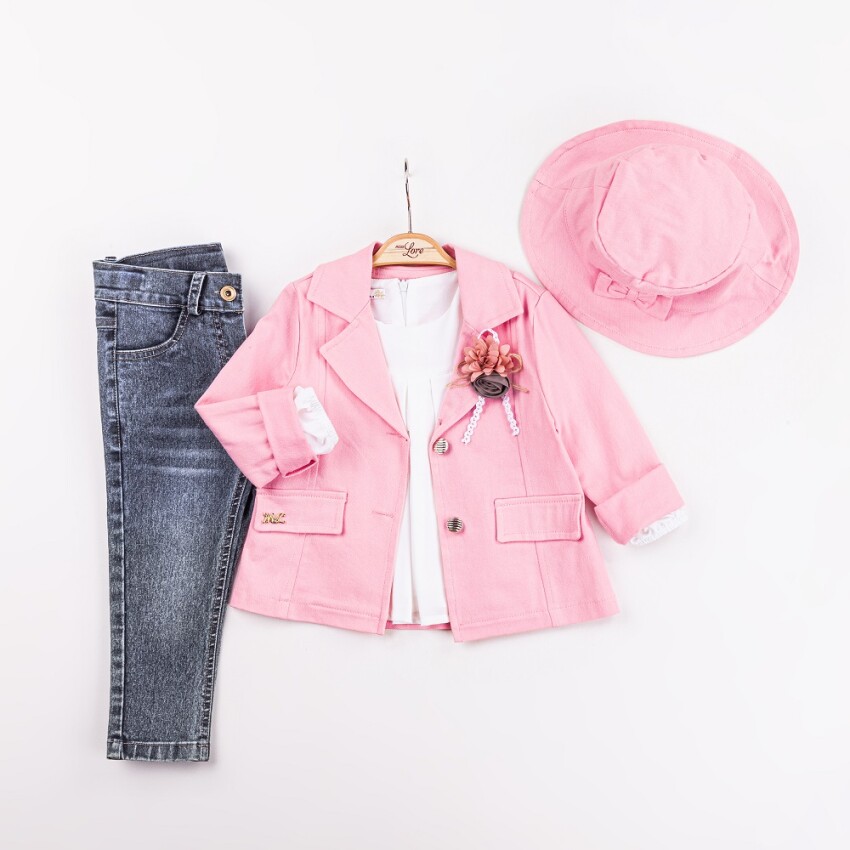 Wholesale Girls 4-Piece Jacket, Badi, Hat and Pants Set 2-6Y Miss Lore 1055-5608 - 2