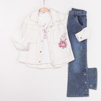 Wholesale Girls 3-Pieces Jacket, Body and Pants Set 2-6Y Miss Lore 1055-5609 White